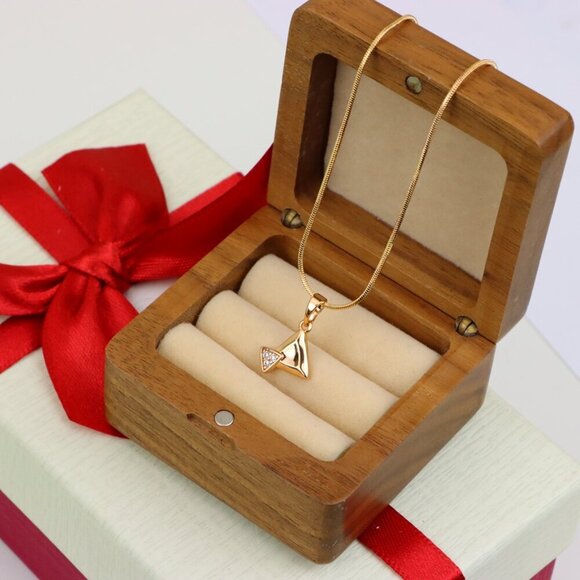 "Chic Rose Gold Triangle Pendant with Sparkling Stone Accent, XPPT1222 - Picture 12 of 13